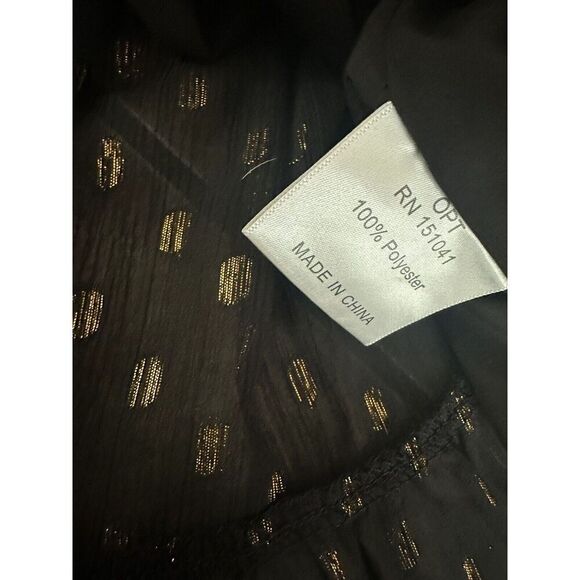 OPT M Mini Dress Metallic Accents LS High Neck Ruffle - Picture 6 of 7